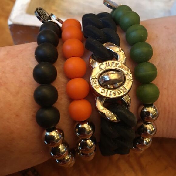 SILVER & Rubber Rustic Cuff Set! - Picture 6 of 8